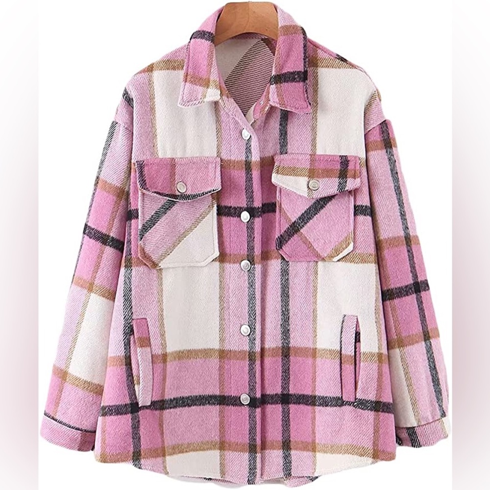 Lviefent WOMENS Plaid Flannel Shirt Jacket